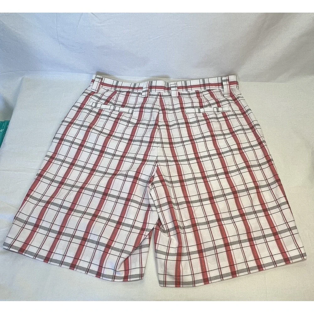 IZOD‎ PerformX Men's Flat Front Active Sports Plaid Golf Shorts Sz 36x10
